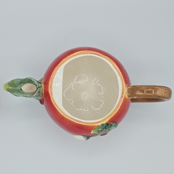 Small Teapot "Orchard In Bloom" Red Apple Ceramic Floral Cottagecore - Picture 5 of 13